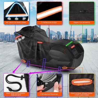 Моточохол водонепроникний 420D преміум для Harley Davidson Touring, захист від УФ, дощу та пилу, Deluxe, з бічними кофрами 274x111x142 см, чорний