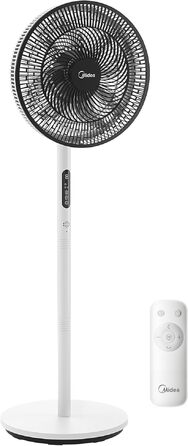 Вентилятор підлоговий Midea Leiser FS35-26XRDSE(BW) DC мотор, 8 лопатей, 9 швидкостей, коливання 85°, таймер 9 год, регульована висота