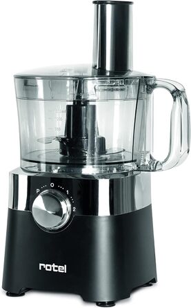 Кухонний комбайн Rotel 1436550, мультифункціональний, електричний подрібнювач, міксер, терка, цитрус-прес, нержавіюча сталь, пластик, чорний, 38,5x24,6x11,9 см