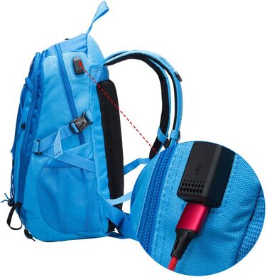 Рюкзак Monzana 35 л, легкий 700 г, міцний, водонепроникний, з USB-портом, для туризму, подорожей та прогулянок, синій