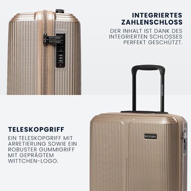 Валіза Wittchen Stripes Line XL (76.5x50x29 см) — великий дорожній кофр з ABS-пластику, 96 л, 4 колеса 360°, кодовий замок, золотиста
