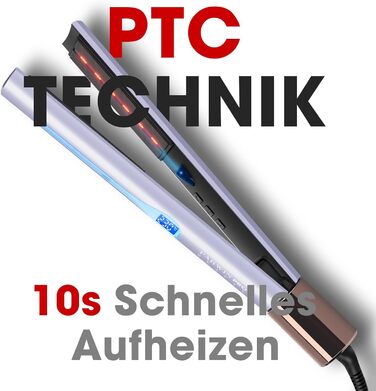 Інфрачервоний іонний випрямляч для волосся PARWIN PRO BEAUTY 2 в 1, випрямляч та плойка, інфрачервона та іонна терапія, антифриз-ефект, блиск, 14 температурних режимів, 100-230℃, фіолетовий