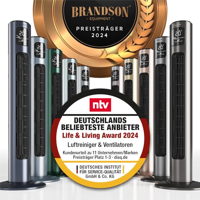 Вентилятор підлоговий Brandson 96 см з пультом, 3 швидкості, 3 режими, таймер, сірий
