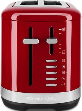 Тостер KitchenAid для 2 скибок - ретро дизайн, нержавіюча сталь, червоний Empire. 7 функцій