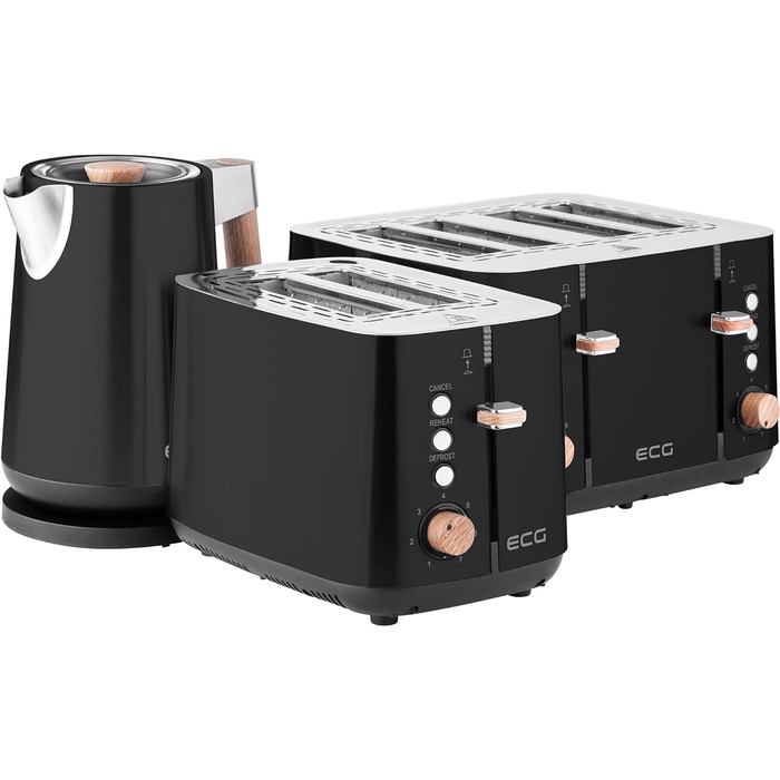 Електрична плита ECG ST 2768 Timber Black, дерев'яний дизайн, чорна