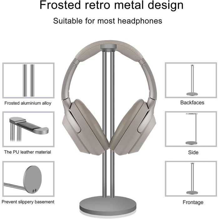 Підставка для навушників Geekria, сумісна з Bose QC25/QC35, Sony WH-1000XM4/WH-1000XM3, ATH, AKG, JBL, тримач для гарнітури, сірий