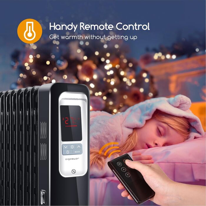 Електричний масляний радіатор Aigostar Oil Monster 33JHH 2500W з LCD-дисплеєм та термостатом