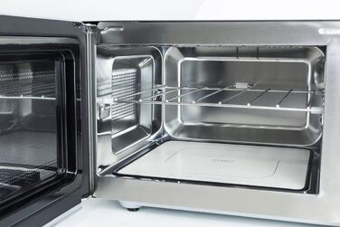 Мікрохвильова піч з грилем CASO MG25 Ceramic Menu, 25 л, 900 Вт, без піддону, нержавіюча сталь, 2 рівня, керамічне дно, дзеркальна поверхня, 1000 Вт гриль, Sound on/off