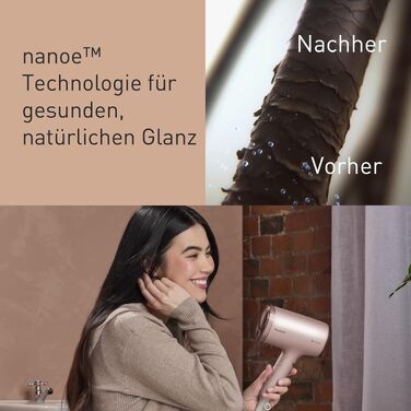 Фен для волосся Panasonic EH-NA7M-P825 nanoe для блиску волосся, складаний, 1600 Вт, з концентратором, світло-рожевий (модель 2025)
