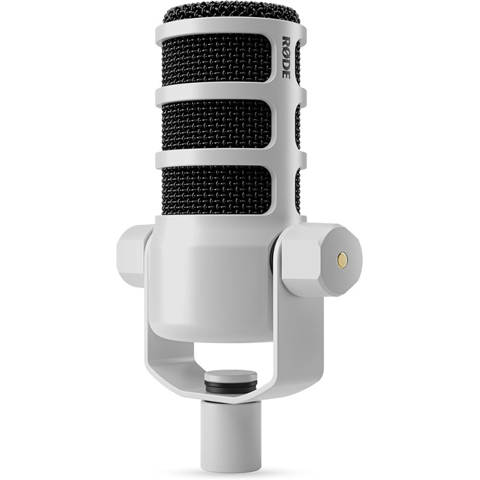 Динамічний мікрофон RØDE PodMic білого кольору для подкастингу, стрімінгу, ігор та запису голосу, мовна якість, з інтегрованим кріпленням