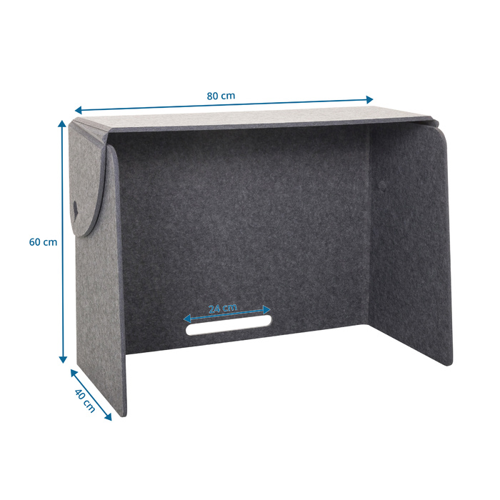 Перегородка для офісу FLEXMIUT FOLD сірого кольору PET 80x60x40, розкладні/вільностоячі hjh OFFICE