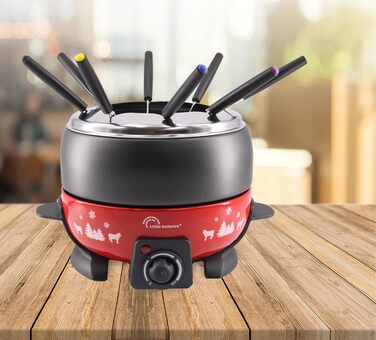 Електричний пристрій для фондю LITTLE BALANCE Happy Fondue 8 Meuuuh, антипригарне покриття, 2 л, 800 Вт, червоний