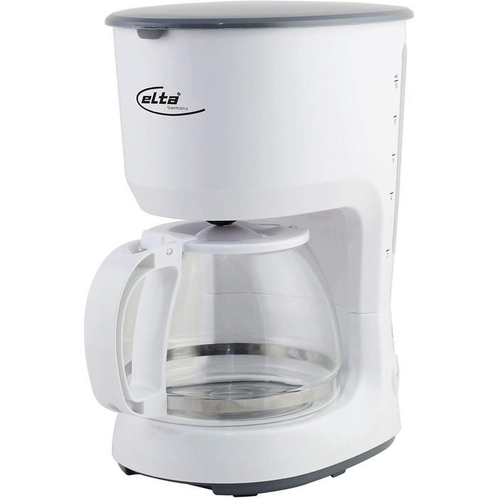 Кавоварка Elta Classic Line KM-750.16, 750 Вт, 12 чашок, скляний глечик, постійний фільтр, антикрапельна система, біла