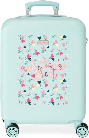 Дорожня валіза Roll Road Queen of Hearts, 38x55x20 см, жорсткий ABS, синя, 35 л, 2 кг, 4 колеса, з боковим кодовим замком, ручна поклажа