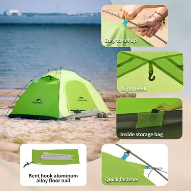 Намет Naturehike P-Serie для кемпінгу, 2-місний, 4 сезони, ультралегкий, антивіковий, сімейний, для походів і активного відпочинку