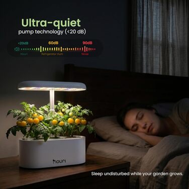 Nouri Smart Garden 12 Pod: Гідропонна система для вирощування томатів та трав вдома з LED-підсвіткою та додатком