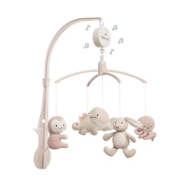 Музична мобіль Baby's Only Baby Heaven - рожева мобіль для немовлят з в'язаними фігурками, легко кріпиться, для хлопчиків та дівчаток