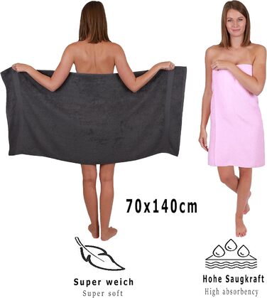 Набір рушників Betz Palermo 6 шт: 2 банних 70x140 см, 4 для рук 50x100 см, сауна, антрацит-рожевий