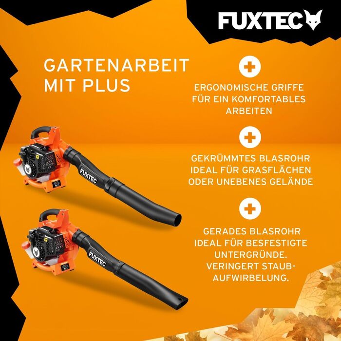 Бензиновий листозбирач/подрібнювач FUXTEC FX-LBS126 4в1 з 2 повітропроводами та мішком 45л – потужний, протестований, швидкість 71 м/с