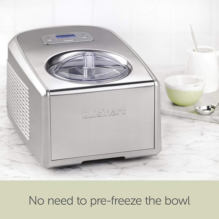 Морожениця Cuisinart ICE100BCU професійна, 1.5л, срібляста - для морозива, йогурту та сорбету
