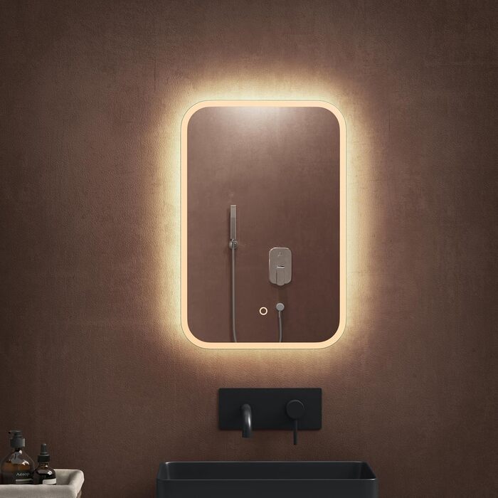 Дзеркало для ванної кімнати Dopporo LED 100x80 см з підсвічуванням та сенсорним вимикачем, функція пам'яті