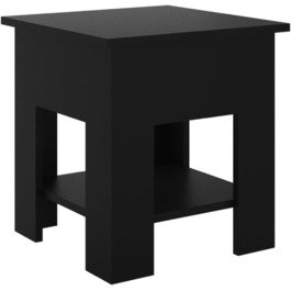 Журнальний стіл vidaXL з полицею, чорний, 40x40x42 см, деревостружкова плита, для вітальні, кавовий та приставний стіл