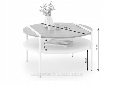 Журнальний стіл Mebel-Partner круглий, 80 x 80 x 45 см, кремовий
