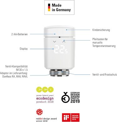 Розумний термостат для радіатора Eve Thermo (Apple HomeKit), білий