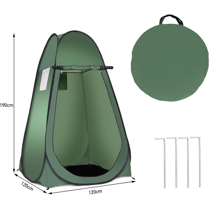 Намет-роздягальня Relax4Life Pop-up, душовий намет, туалетний намет, 120x120x190 см (зелений)