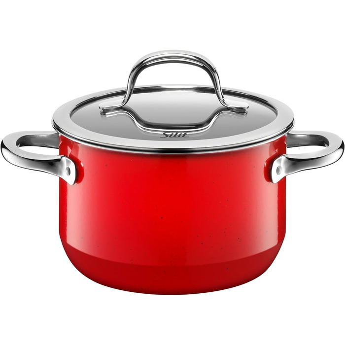 Набір каструль Silit Passion Red 4 предмети, силарганова кераміка, з жаровнею та скляними кришками, для індукції, червоний