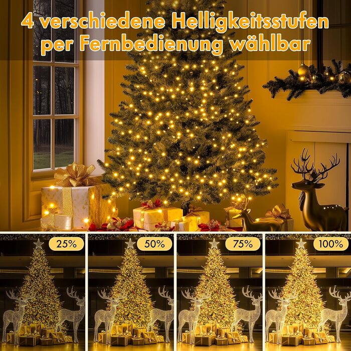 Світлодіодна гірлянда MAGGIFT Cluster 20м, 1000 LED, теплий білий колір, водонепроникна для вулиці та дому, з пультом, таймером та 8 режимами освітлення