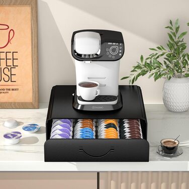 Тримач для капсул Tassimo на 64 шт, металевий органайзер для зберігання кавових капсул, штабельний диспенсер для кавомашини Tassimo, чорний