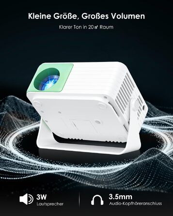 YOTON Mini Beamer 1080P: Портативний проектор для дому, спальні, HDMI/USB/PS5/ТВ-стік, чорний (зелений)