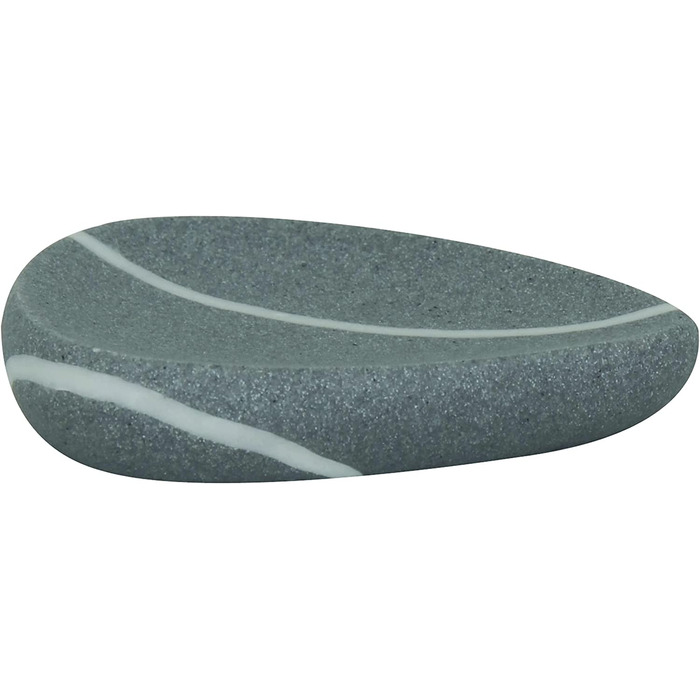 Набір аксесуарів для ванної MSV Stone Zen, 3 предмети, полірезин, сірий – дозатор для мила, мильниця, стакан для зубних щіток