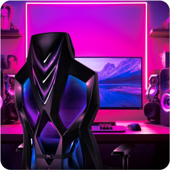 Ігрове крісло Huzaro Combat 6.2 Black RGB з LED підсвіткою, тканинне, чорне, регульована спинка, підлокітники та висота сидіння, для геймерів та офісу, витримує до 140 кг