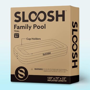 Надувний басейн Sloosh з сидіннями, 304.8 x 182.8 x 55.8 см, посилений басейн для сім'ї, ідеальний для літніх вечірок біля води в саду, на терасі або на газоні (Цяню)