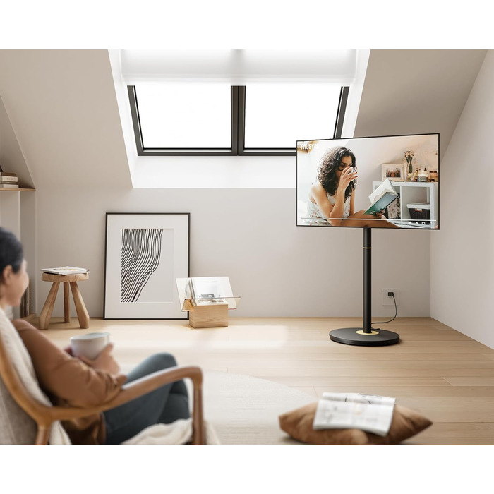 FITUEYES мобільна стійка для телевізора 32-65'' з коліщатками, регульована по висоті, мінімалістичний дизайн, для дому та офісу