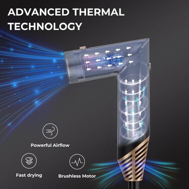 UKLISS Airstyler 5-в-1: Фен-щітка, стайлер для волосся з іонізацією, плойка, насадки для укладання (Чорний/Золотий)