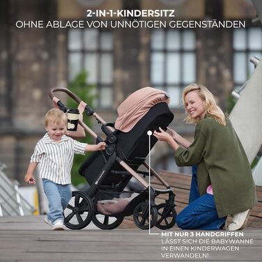 Дитяча коляска Kinderkraft MOOV2 4 в 1 з автокріслом I-SIZE, чорна (CLASSIC)