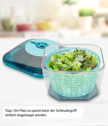 Професійна овочерізка та сушарка для салату Genius Nicer Dicer Chef, 4-в-1, з кришкою, контейнером і ситом, 5.2 л, прозора