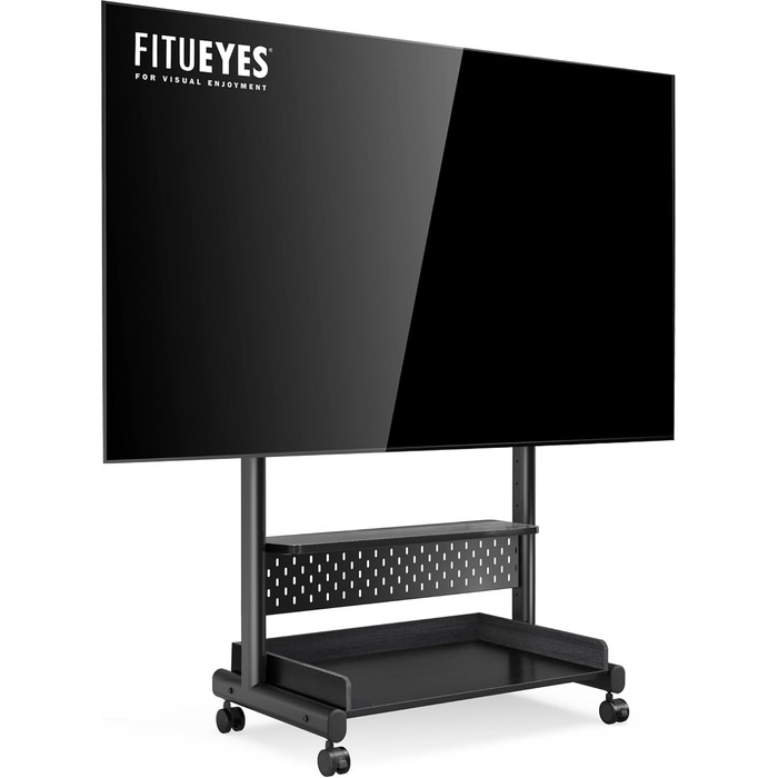 Підлогова стійка для телевізора FITUEYES на колесах, регульована висота, для ТВ 40-85 дюймів, до 60 кг, VESA 600x400, чорна