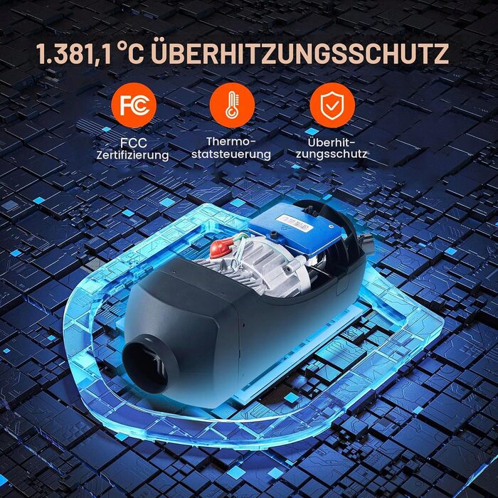 Автономний дизельний обігрівач повітря VEVOR 12V 8кВт з LCD-дисплеєм, пультом та Bluetooth-керуванням