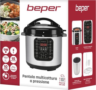 Електричний мультиварка-скороварка BEPER P101COS001, 6 л, 15 програм