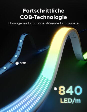 Світлодіодна стрічка Govee COB Strip Light 2 RGBIC, 3м, колірна температура 1000K-10000K, підтримка Matter