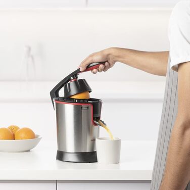 Соковижималка електрична Mellerware Juicy! 300W з системою Anti-Drop, 2 фільтри, для апельсинового соку (червона)