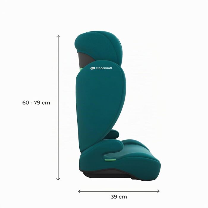 Дитяче автокрісло Kinderkraft I-SPARK 2 PRO (100-150 см), 2в1, i-Size, чорне/зелене