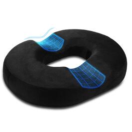 Ергономічна подушка-кільце Donut для офісних стільців та дому, протипролежневий пом'якшувач тиску при тривалому сидінні, 45 см, чорна