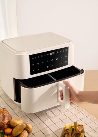 Фритюрниця повітряна 4.2L з паром, 6 програм, 1300W (10L Dual, кремовий)