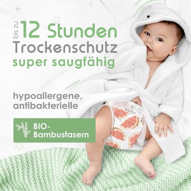 Дитячі підгузки PureBorn з бамбука, розмір 5 (7-12 кг), гіпоалергенні та ультрапоглинаючі, 88 шт.