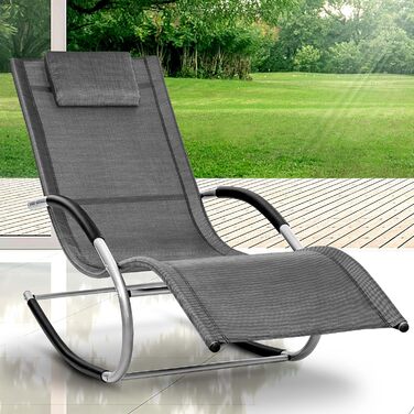 Relaxliege Tillvex: Шезлонг для саду | Стійкий до погодних умов | Макс. навантаження 150 кг | Дихаючий матеріал (Антрацит/Сірий)